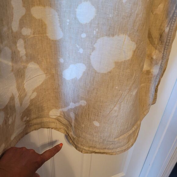 Quiksilver Shirt Mens XXL Tan Linen Tie Dye Bleached Y2K Long Sleeve Beach - Picture 8 of 13